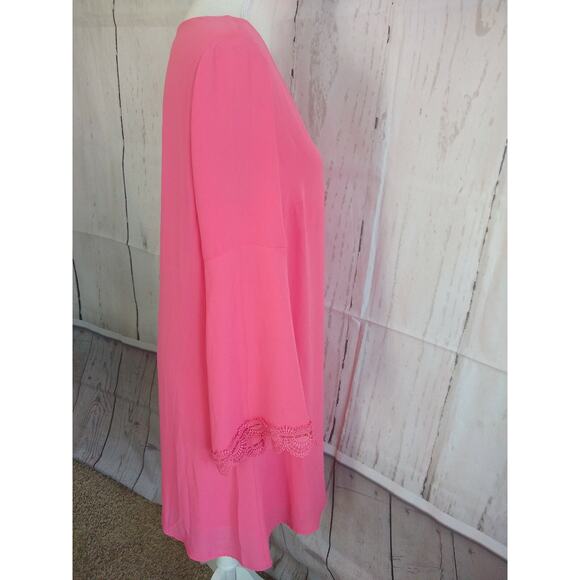 Catherine Women's Size M Coral Summer Dress Long sleeve with Nice lace V-neck - Picture 5 of 9